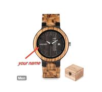 (il tuo nome - uomo) Orologio da coppia BIRD con cinturino in legno colorato per donna, con display