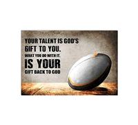 Il tuo talento è un dono di Dio per te. Targhe in metallo con scritte in stile retrò ispirate al calcio, decorazioni per targhe di club calcistici, decorazioni da parete per casa, fattoria, garage,