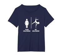 Il Tuo vs la mia Ragazza Girlfriend - Pole Dance Maglietta, Donna Plus-Size, Navy, 6X