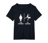 Il Tuo vs la mia Ragazza Girlfriend - Pole Dance Maglietta, Donna Plus-Size, Nero, 6X