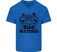 Il Uccello Osservatore Guardando Divertente Uomo Scollo A V Cotone T-Shirt