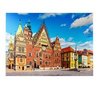 Il vecchio municipio edificio sulla piazza del mercato nel centro storico di Breslavia, Polonia - Puzzle premium da 1000 pezzi per adulti