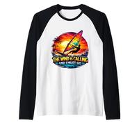 Il Vento Sta chiamando e Devo Andare Windsurf Windsurfer Divertimento Maglia con Maniche Raglan