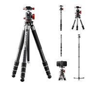 Il vero multi-treppiede 5 in 1 in fibra di carbonio per fotocamere e smartphone, treppiede, monopiede, bastone da trekking, modalità desktop, fino a 20 kg di carico utile