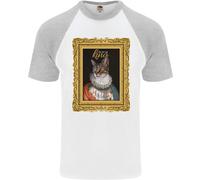 Il Vero Re Dei Gatti Divertente Maglietta Baseball S/S Per Uomo
