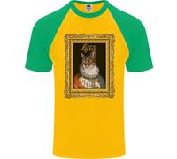 Il Vero Re Dei Gatti Divertente Maglietta Baseball S/S Per Uomo