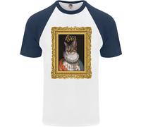 Il Vero Re Dei Gatti Divertente Maglietta Baseball S/S Per Uomo