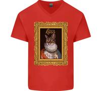 Il Vero Re Dei Gatti Divertente Maglietta In Cotone A V Collo Per Uomo