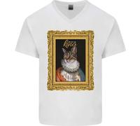 Il Vero Re Dei Gatti Divertente Maglietta In Cotone A V Collo Per Uomo