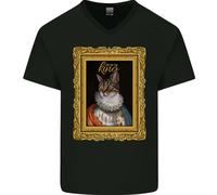 Il Vero Re Dei Gatti Divertente Maglietta In Cotone A V Collo Per Uomo