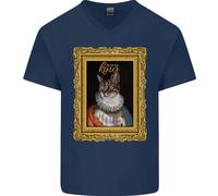 Il Vero Re Dei Gatti Divertente Maglietta In Cotone A V Collo Per Uomo