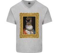 Il Vero Re Dei Gatti Divertente Maglietta In Cotone A V Collo Per Uomo