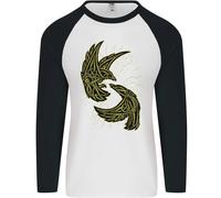 Il Viking Raven Simbolo Odin Ragnar Tribale Uomo L/S Baseball T-Shirt