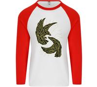Il Viking Raven Simbolo Odin Ragnar Tribale Uomo L/S Baseball T-Shirt