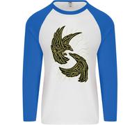 Il Viking Raven Simbolo Odin Ragnar Tribale Uomo L/S Baseball T-Shirt