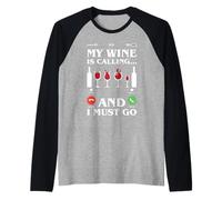 Il Vino Chiama Il Vino Rosso è la Risposta Maglia con Maniche Raglan
