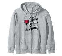 Il Vino guarisce l'anima Vintage Bicchiere da Vino Sommelier Joke Felpa con Cappuccio