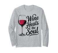 Il Vino guarisce l'anima Vintage Bicchiere da Vino Sommelier Joke Maglia a Manica