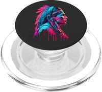 Il volto dell'uomo dei nativi americani, arte synthwave PopSockets PopGrip per MagSafe