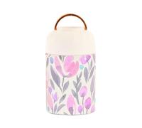 Il vuoto dell'acciaio inossidabile del fiore viola ha isolato per la scatola del pranzo dei bambini con il cucchiaio per le bevande dell'uomo 17oz