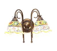 ILAB Applique a 2 luci in ferro battuto e ceramica siciliana realizzato artigianalmente dai maestri di santo stefano di camastra coll. candida