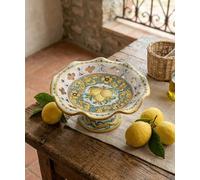 ILAB Centrotavola alzata media in ceramica decorata a mano da ceramisti siciliani di Santo Stefano di Camastra limoni art 4