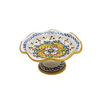 ILAB Centrotavola alzata piccola in ceramica decorata a mano da ceramisti siciliani di Santo Stefano di Camastra fiore rosso art 5
