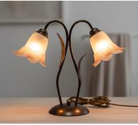 ILAB Lume grande classico a 2 luci in ferro battuto e vetro realizzato e decorato artigianalmente coll. carla