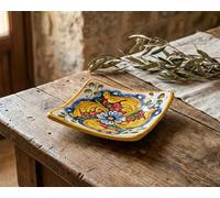 ILAB Svuotatasche in ceramica decorata a mano da ceramisti siciliani di Santo Stefano di Camastra fiore rosso art 21