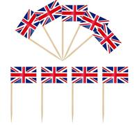 iLamvie 100 Pezzi Bandiera Stuzzicadenti Gran Bretagna da Cocktail,Mini Bandierine Gran Bretagna Stuzzicadenti,Bandiere Stuzzicadenti per Panini Frutta Festa Pub