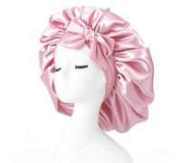 iLamvie Cuffia Seta Capelli Notte,Silk Bonnet,Con Nastri Regolabili,Berretto Da Notte Raso Elastico Per Dormire Cappello Da Notte Per Donna Berretto Da Notte Raso Per Donna Ragazza(Rosa)