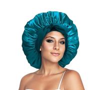 iLamvie Cuffia Seta Capelli Notte，Silk Bonnet,con Nastri Regolabili,Berretto da Note Raso Elastico per Dormire Cappello da Notte per Donna Berretto da Raso per Donna Ragazza(Blu Kong)