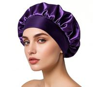 iLamvie Cuffia Seta Capelli Ricci,Silk Bonnet,Berretto Da Notte Raso Elastico Per Dormire Cappello Da Notte Per Donna Berretto Da Notte Raso Per Donna Ragazza(Viola intenso)