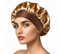 iLamvie Cuffia Seta Capelli Ricci,Silk Bonnet,Berretto Da Notte Raso Elastico Per Dormire Cappello Da Notte Per Donna Berretto Da Notte Raso Per Donna Ragazza(oro)