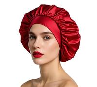 iLamvie Cuffia Seta Capelli Ricci,Silk Bonnet,Berretto Da Notte Raso Elastico Per Dormire Cappello Da Notte Per Donna Berretto Da Notte Raso Per Donna Ragazza(rosso)