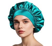 iLamvie Cuffia Seta Capelli Ricci,Silk Bonnet,Berretto Da Notte Raso Elastico Per Dormire Cappello Da Notte Per Donna Berretto Da Notte Raso Per Donna Ragazza(Blu Kong)