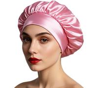 iLamvie Cuffia Seta Capelli Ricci,Silk Bonnet,Berretto Da Notte Raso Elastico Per Dormire Cappello Da Notte Per Donna Berretto Da Notte Raso Per Donna Ragazza(Rosa)