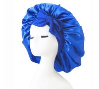 iLamvie Cuffia Seta Capelli Ricci,Silk Bonnet,con Nastri Regolabili,Berretto Da Notte Raso Elastico Per Dormire Cappello Da Notte Per Donna Berretto Da Notte Raso Per Donna Ragazza(blu)