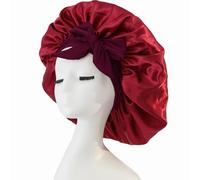 iLamvie Cuffia Seta Capelli Ricci,Silk Bonnet,con Nastri Regolabili,Berretto Da Notte Raso Elastico Per Dormire Cappello Da Notte Per Donna Berretto Da Notte Raso Per Donna Ragazza(rosso)