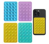 iLamvie ventosa per telefono 4-pack adatte a tutti i modelli di telefono, porta telefono antiscivolo per selfie e video, hands-free, durevole e facile da usare(Verde, giallo, rosa, blu)