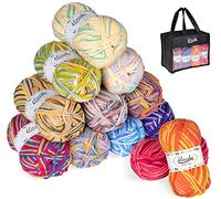 ilauke 12 gomitoli assortiti di filato per lavori a maglia doppia, in lana grossa, acrilico, filato per tessitura all'uncinetto (multicolore, 4 strati)