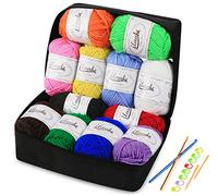 ilauke 12 x 50g Gomitolo di Lana Filato Acrilica,Set Filati Acrilici per Tessitura a Mano Filato con 2 Ganci Gratuiti,2 Aghi,8 Pennarelli e Borsa Portaoggetti Riutilizzabili,Filo Uncinetto Colorato