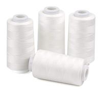 ilauke 4 Kone - Filato per cucire Overlock, 40/2, 3000 metri (2743 metri), 100% poliestere per macchine da cucire Overlock (bianco)