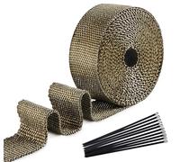 ilauke 5 m x 50 mm, nastro di protezione dal calore, per lo scarico, con 10 fascette in acciaio inox, colore nero, resistente alle alte temperature fino a 1200 °C, per moto, auto, trattori e molto