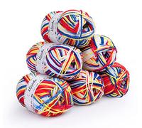ilauke 6 gomitoli di filo acrilico a 4 fili, per lavorare a maglia a mano, con borsa per il trasporto, in cotone spesso, per uncinetto e lavori a maglia, 6 pezzi