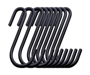 ilauke Confezione da 32 Ganci Resistenti a S, Neri a Forma di S,Multifunzionali Ganci a Forma di S Attaccapanni Gancio per Cucina, Camera da Letto e Ufficio (Nero Opaco)