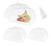 ilauke Confezione da 4 coperture per alimenti in rete pop-up, 3 misure, riutilizzabili e pieghevoli, per tenere fuori mosche, insetti, zanzare (43/40/36/36 cm)