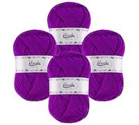 ilauke Filati per uncinetto, 4 pezzi, 50 g/palla, super morbidi, 100% acrilico, per principianti e bambini, per lavori a maglia a mano, per uncinetto e artigianato (viola)