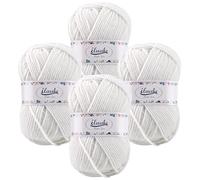 ilauke Filati per uncinetto, 4 pezzi, 50 g/palla, super morbidi, 100% acrilico, per principianti e bambini, per lavori a maglia a mano, per uncinetto e artigianato (bianco)