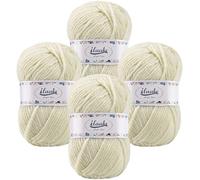 ilauke Filati per uncinetto, 4 pezzi, 50 g, super morbidi, 100% acrilico, per principianti e bambini, per lavori a maglia a mano, per uncinetto e artigianato (beige)